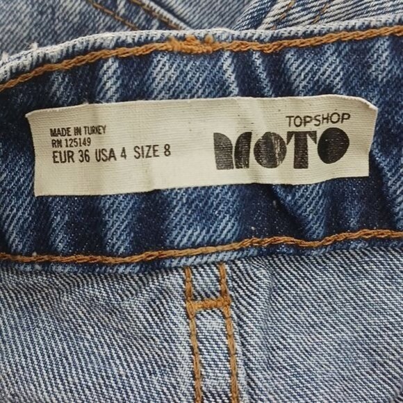 Topshop Moto Denim Skirt Blue Jean Mini Cut Off Womens Size 4 - Picture 4 of 5